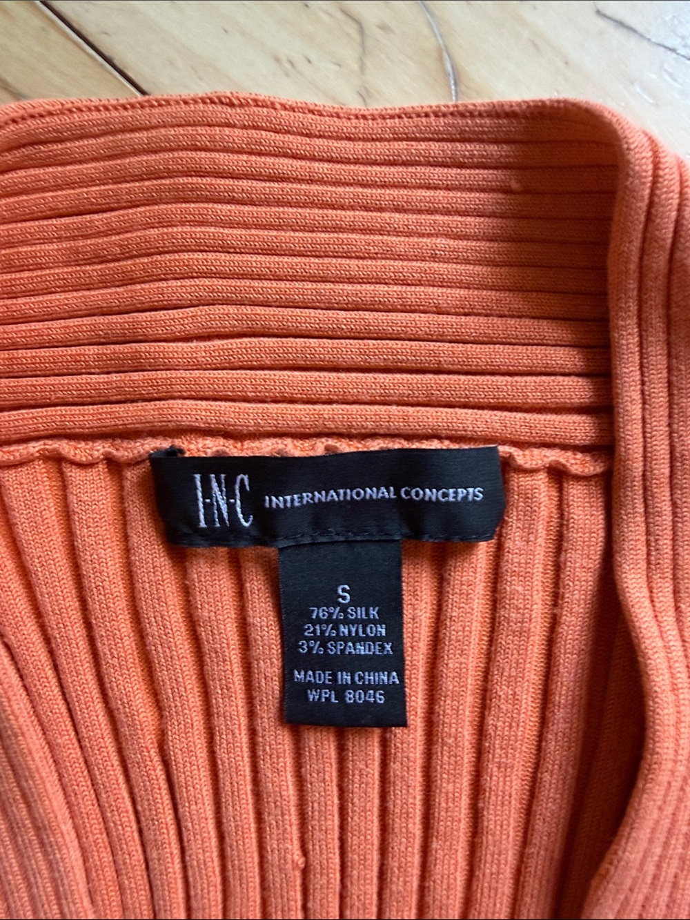 INC International Concepts Orange Ribbed Sleeveless Tank Top - Picture 2 of 3